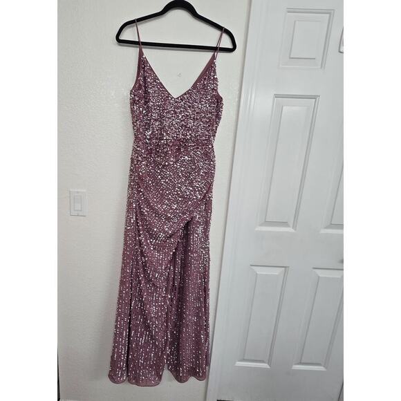 Asos Design  Embellished Maxi Drape Side Cami Dress Orchid Color  Size 6 Formal - Picture 2 of 14